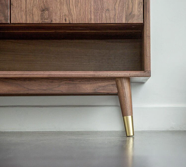 FirmView Walnut Shoe Cabinet with Drawers and Shelf