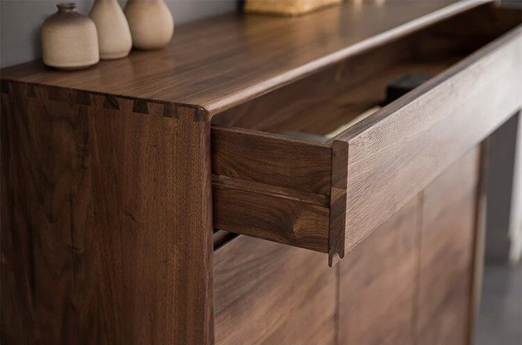 CedarShelf Walnut Shoe Cabinet with Drawer and Open Shelf