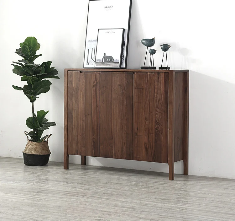 BeamMount Solid Walnut Shoe Cabinet with Minimalist Storage