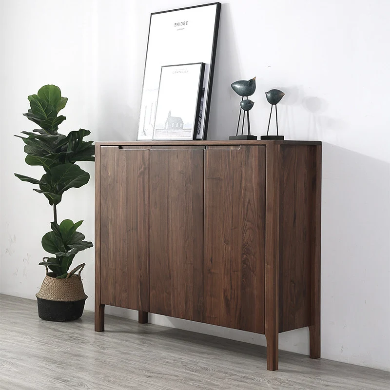 BeamMount Solid Walnut Shoe Cabinet with Minimalist Storage