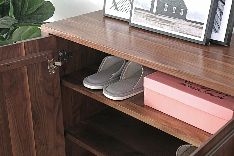 BeamMount Solid Walnut Shoe Cabinet with Minimalist Storage