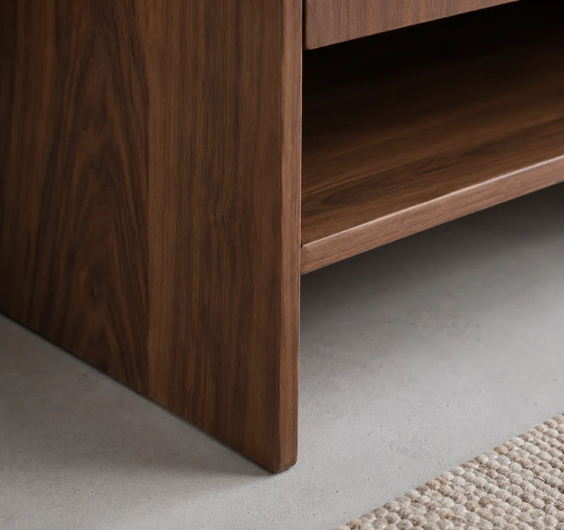 PurePlank Solid Walnut Shoe Cabinet with Open Shelf Storage