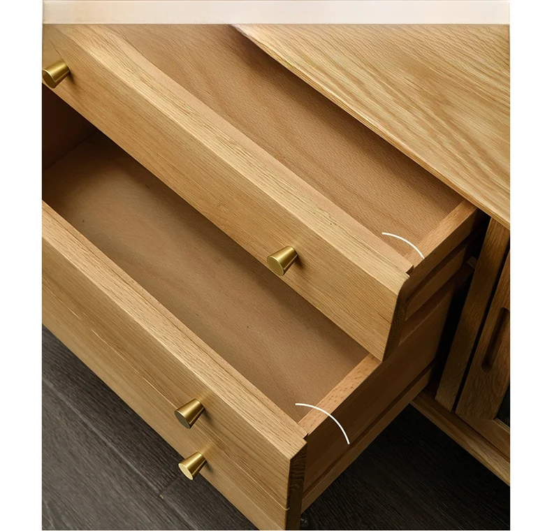 LogLuxe Mid-Century White Oak TV Cabinet with Glass Doors