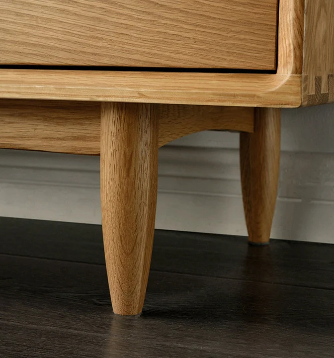 LogLuxe Mid-Century White Oak TV Cabinet with Glass Doors