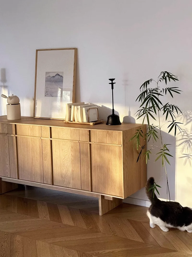 GrandGrain White Oak Sideboard Cabinet with Storage Drawers