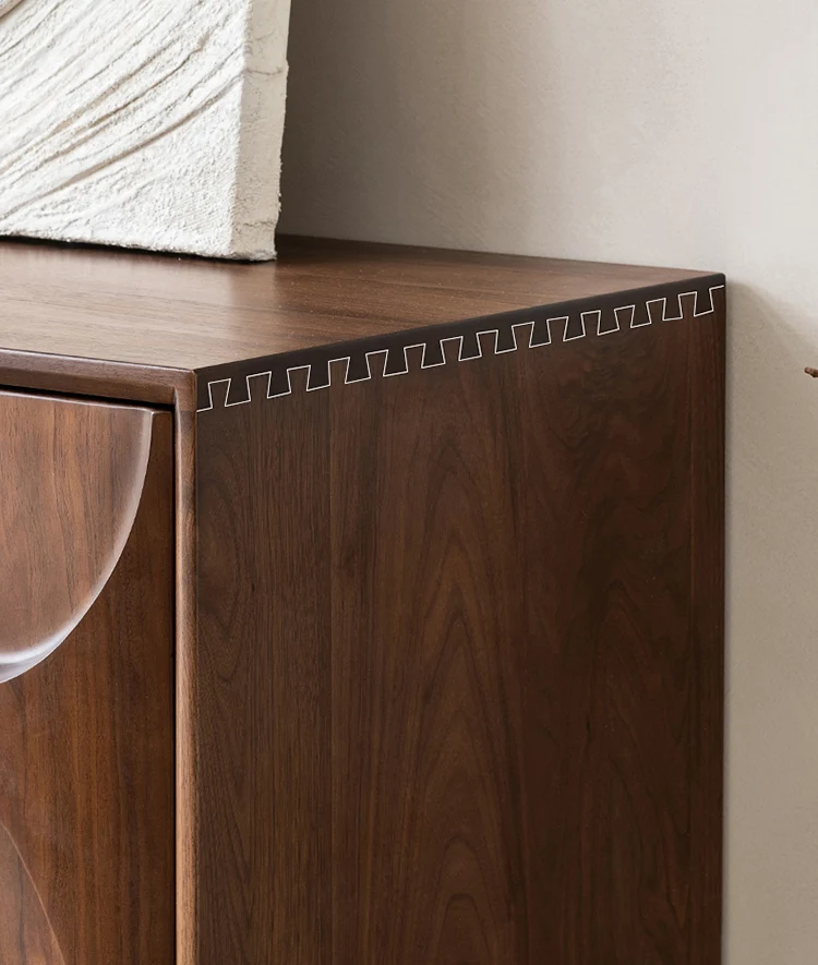 PrimeGrain Mid-Century Walnut Wood Sideboard Cabinet