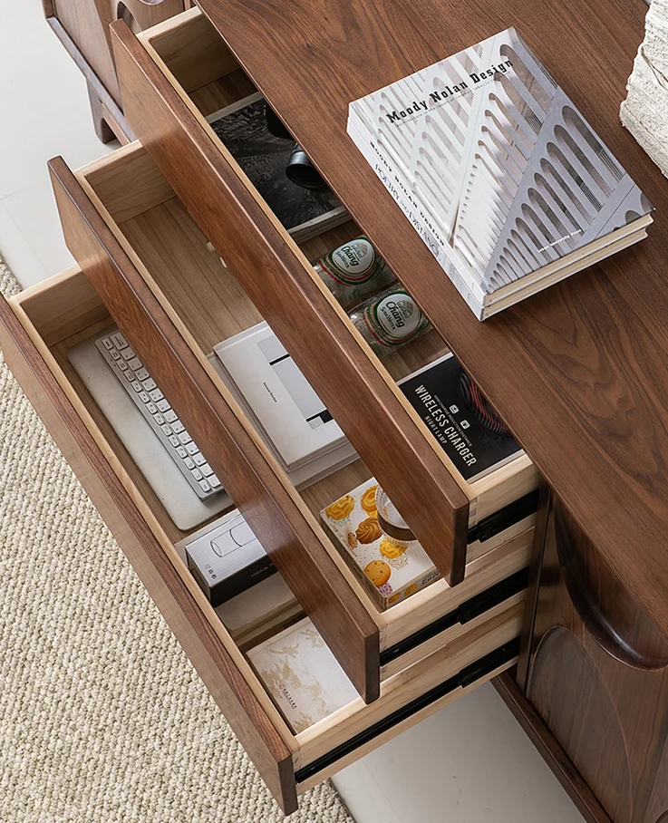 PrimeGrain Mid-Century Walnut Wood Sideboard Cabinet