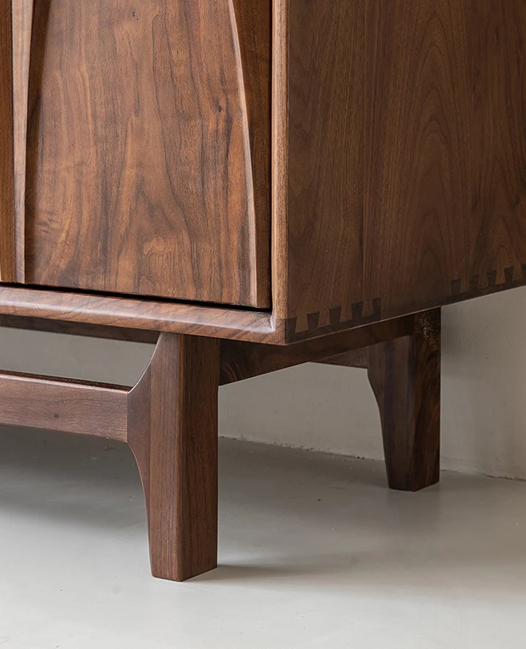 PrimeGrain Mid-Century Walnut Wood Sideboard Cabinet