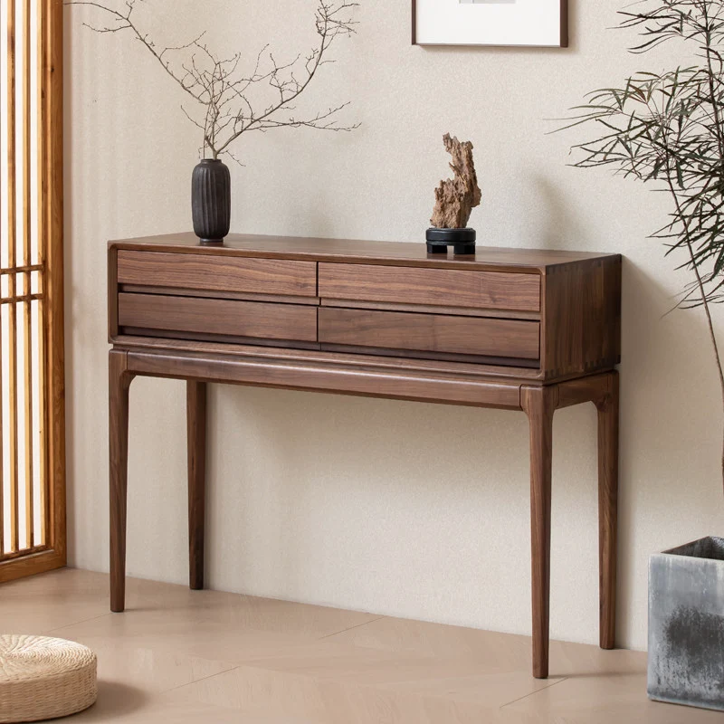 Natural Form Black Walnut Console Table with Drawers