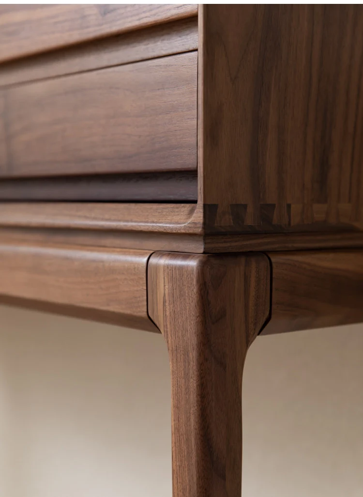 Natural Form Black Walnut Console Table with Drawers