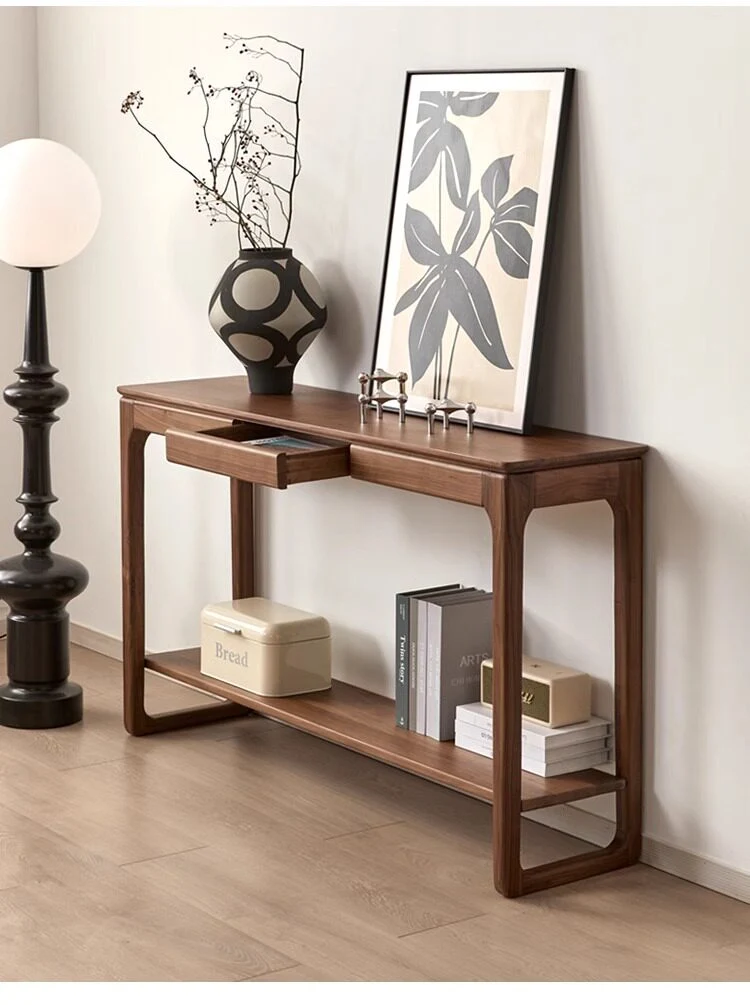 TimberStance Solid Black Walnut Console Open Shelf Table