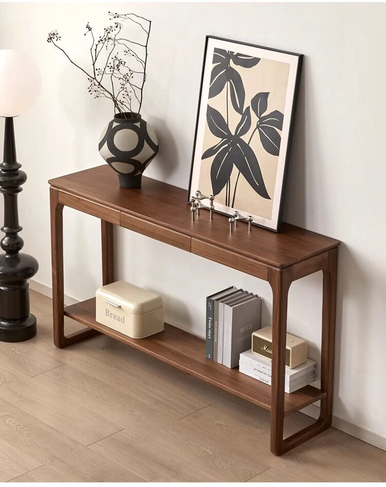 TimberStance Solid Black Walnut Console Open Shelf Table