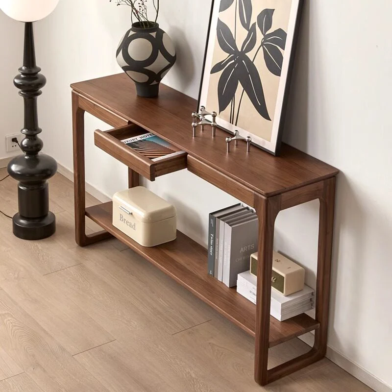 TimberStance Solid Black Walnut Console Open Shelf Table