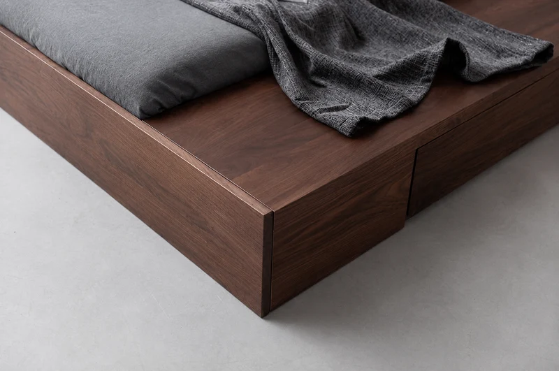 Earth Frame Upholstered Platform Bed with Walnut