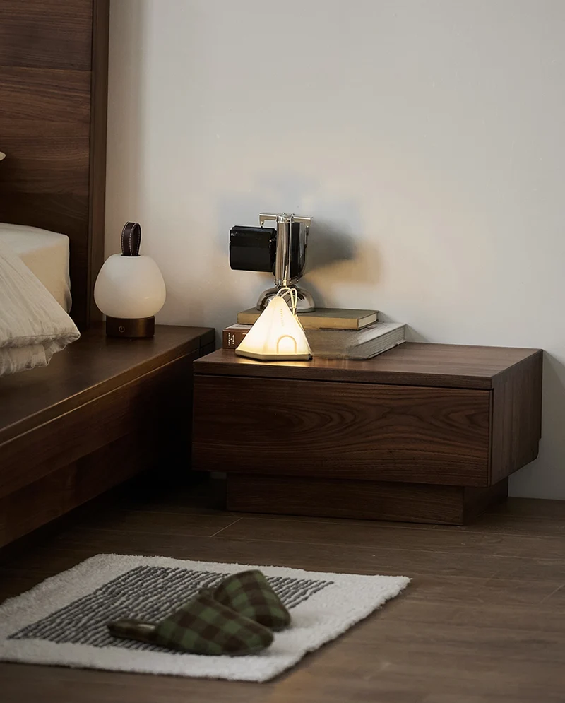 Floor Form Low Platform Bed Frame in Walnut Finish