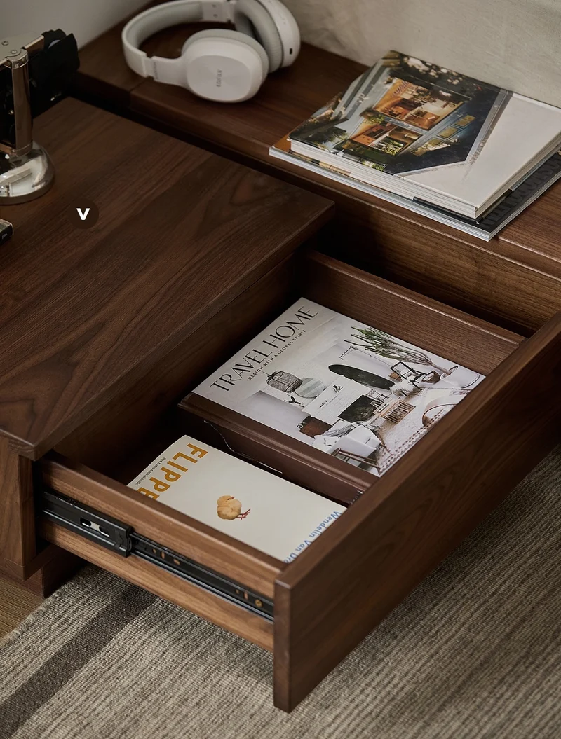 Floor Form Low Platform Bed Frame in Walnut Finish