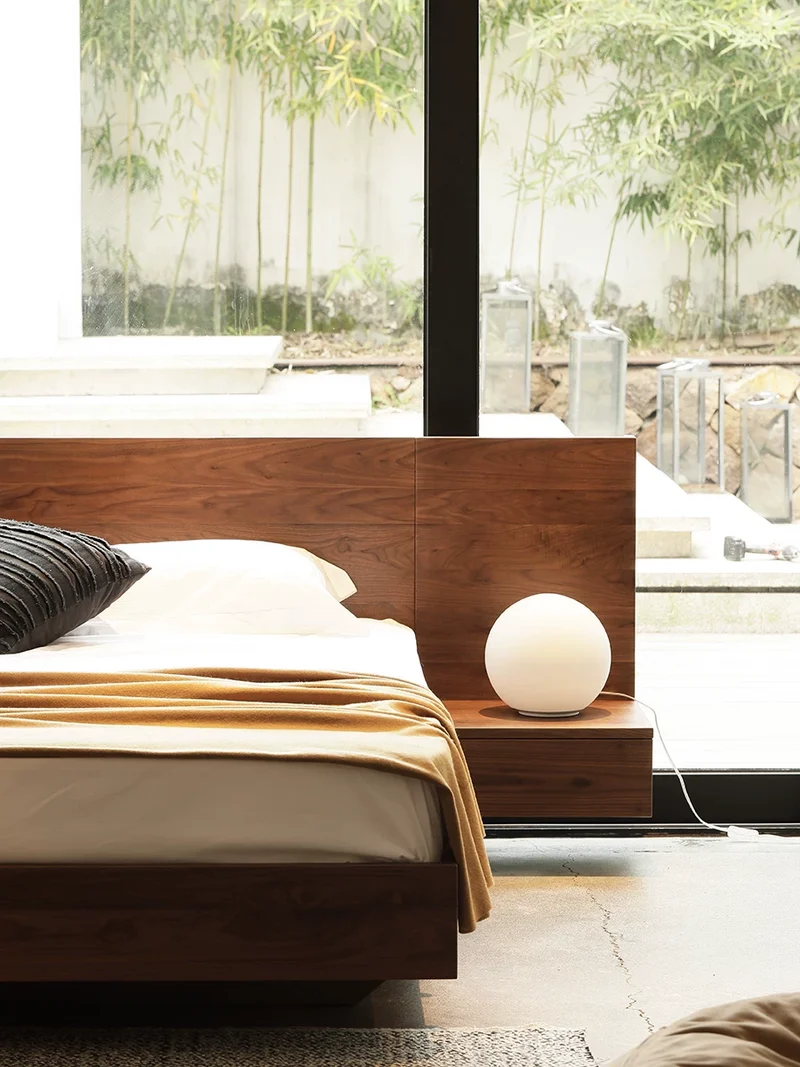 Base Timber Floating Walnut Platform Bed