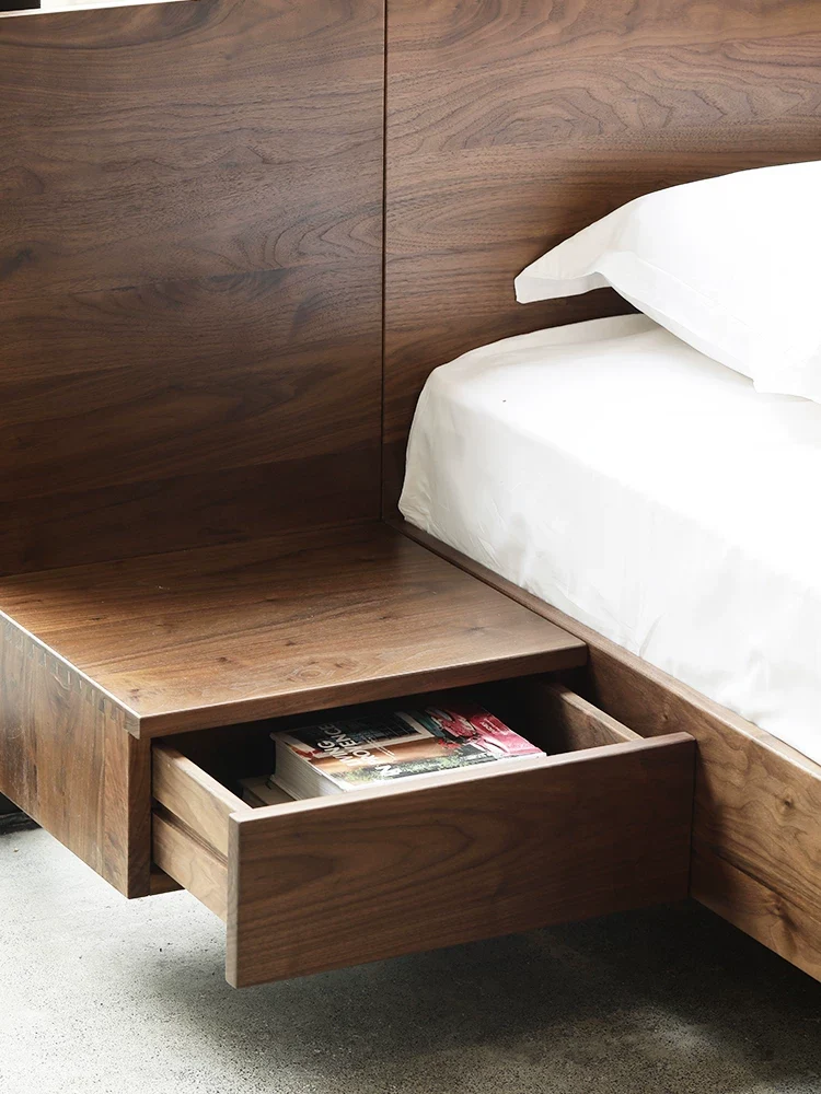 Base Timber Floating Walnut Platform Bed