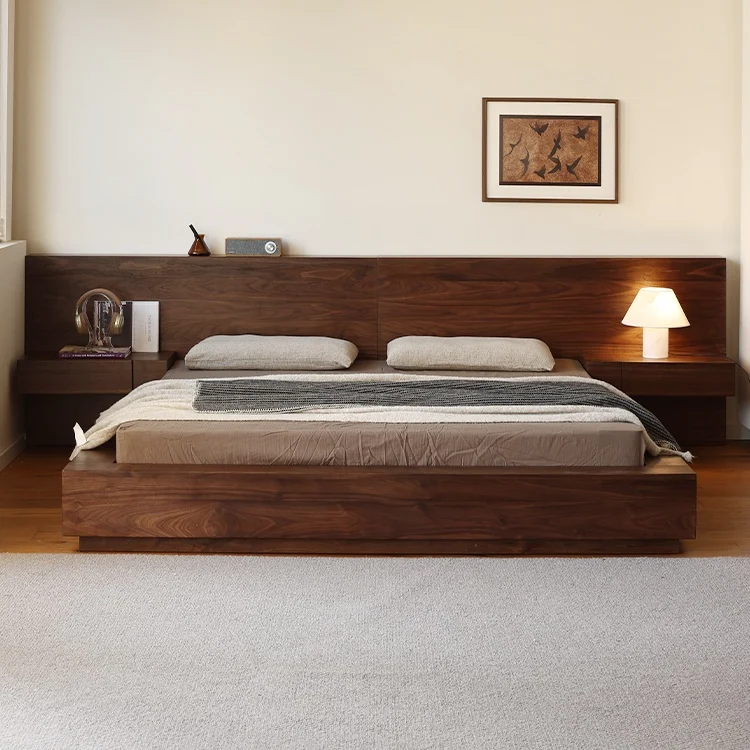 Modern Solid Walnut Low Profile Platform Bed