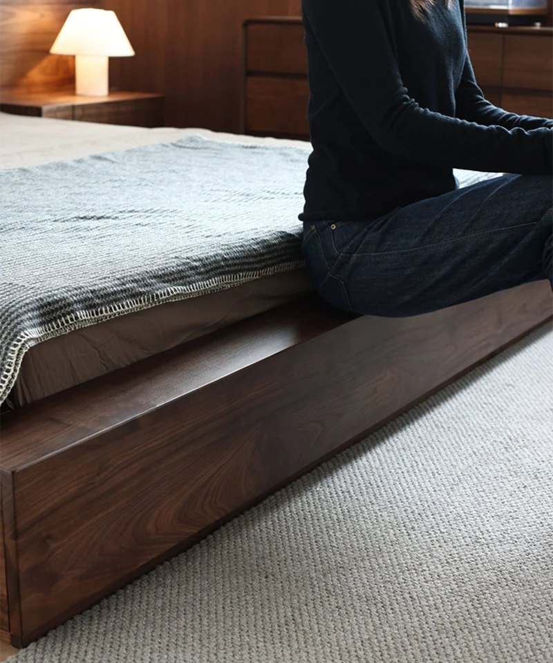 Modern Solid Walnut Low Profile Platform Bed