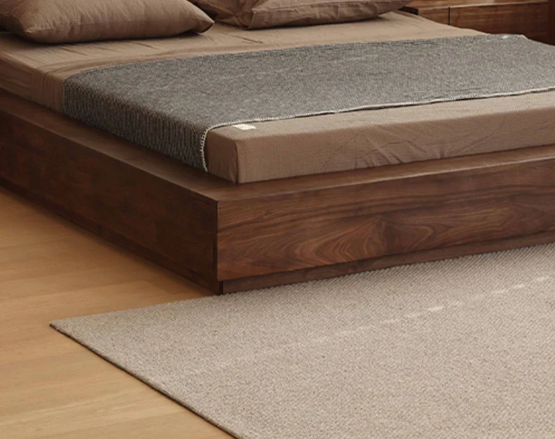 Modern Solid Walnut Low Profile Platform Bed