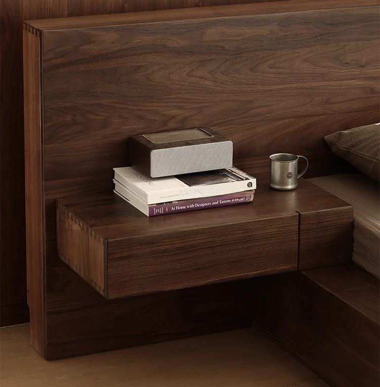 Modern Solid Walnut Low Profile Platform Bed