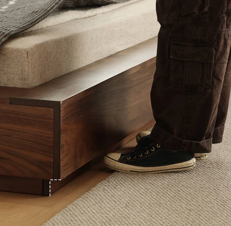 Modern Solid Walnut Low Profile Platform Bed