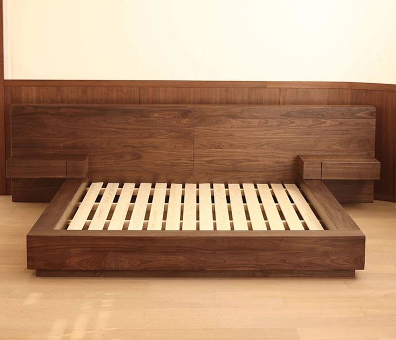 Modern Solid Walnut Low Profile Platform Bed