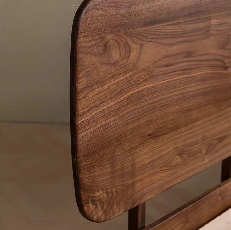 American Rest Floating Solid Black Walnut Platform Bed with Curved Headboard