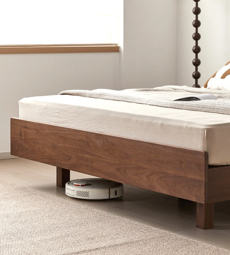 Minimalist Walnut Wood Platform Bed