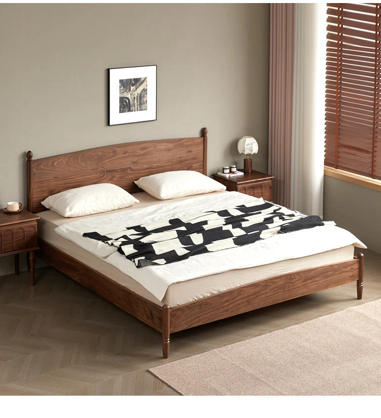 Bed Artisan Solid Black Walnut Modern Transitional Bed