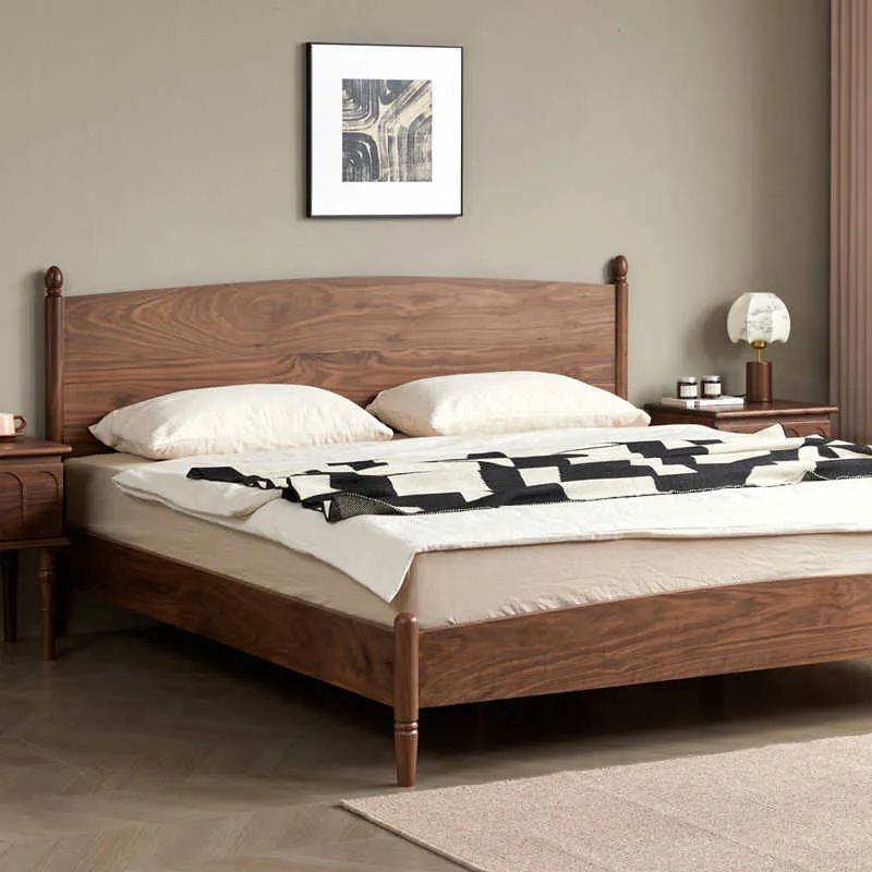 Bed Artisan Solid Black Walnut Modern Transitional Bed