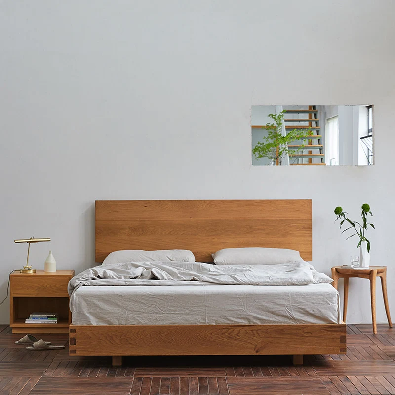 PureTimber Elementary Design Cherry Wood Bed Frame