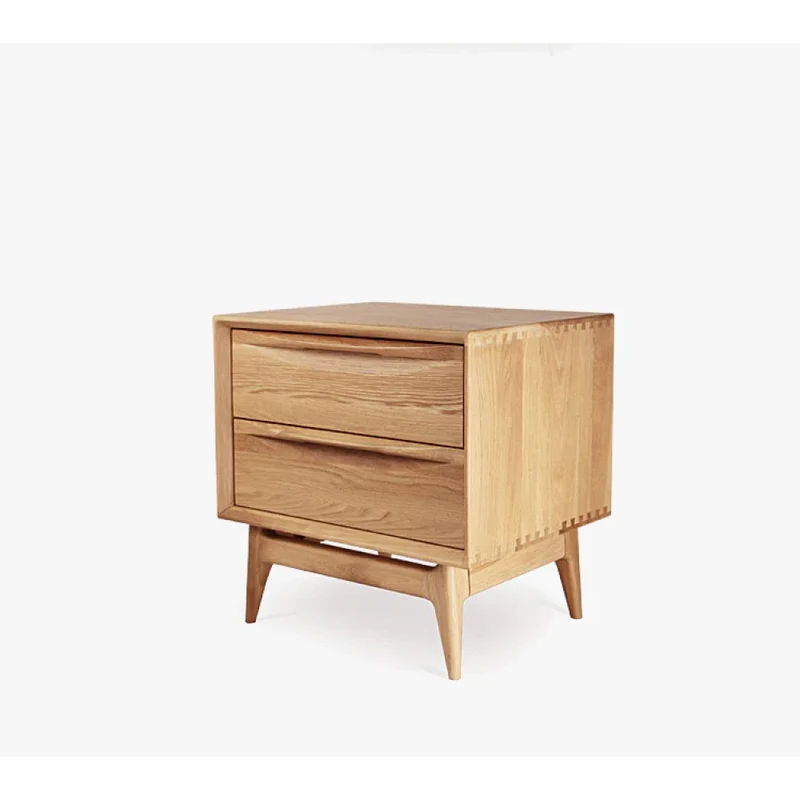 Charming Oak Wood Nightstand with 2 Drawers