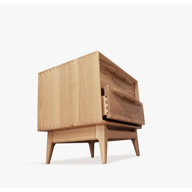 Charming Oak Wood Nightstand with 2 Drawers