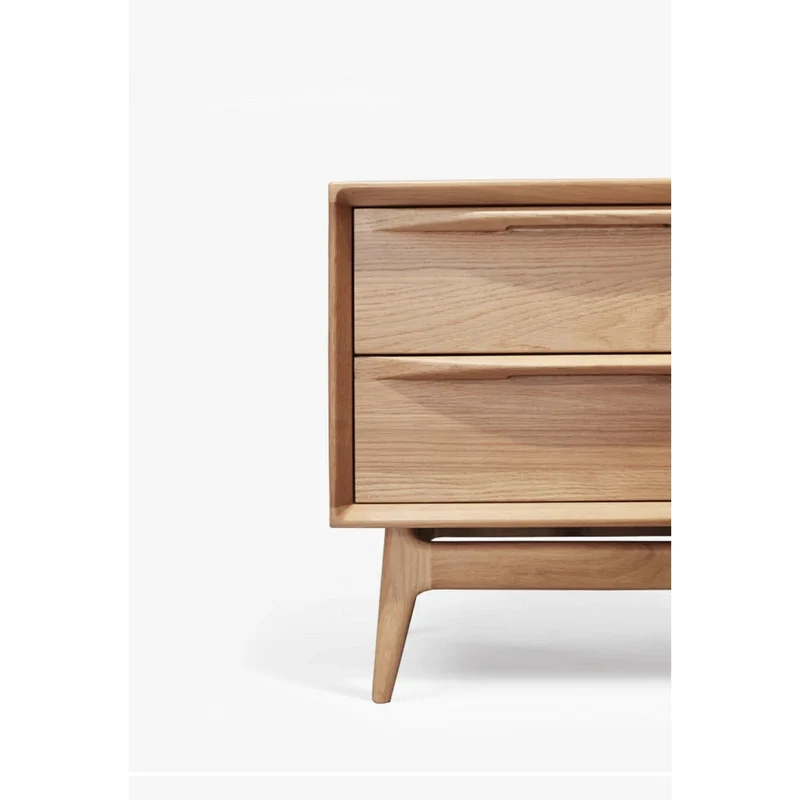 Charming Oak Wood Nightstand with 2 Drawers