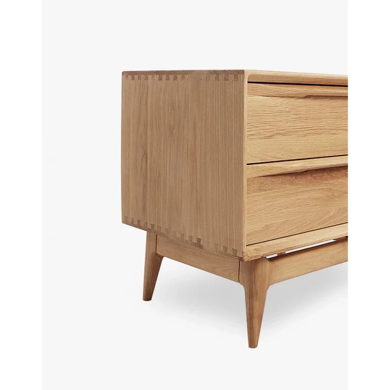 Charming Oak Wood Nightstand with 2 Drawers