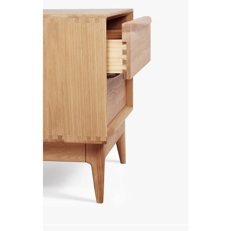 Charming Oak Wood Nightstand with 2 Drawers
