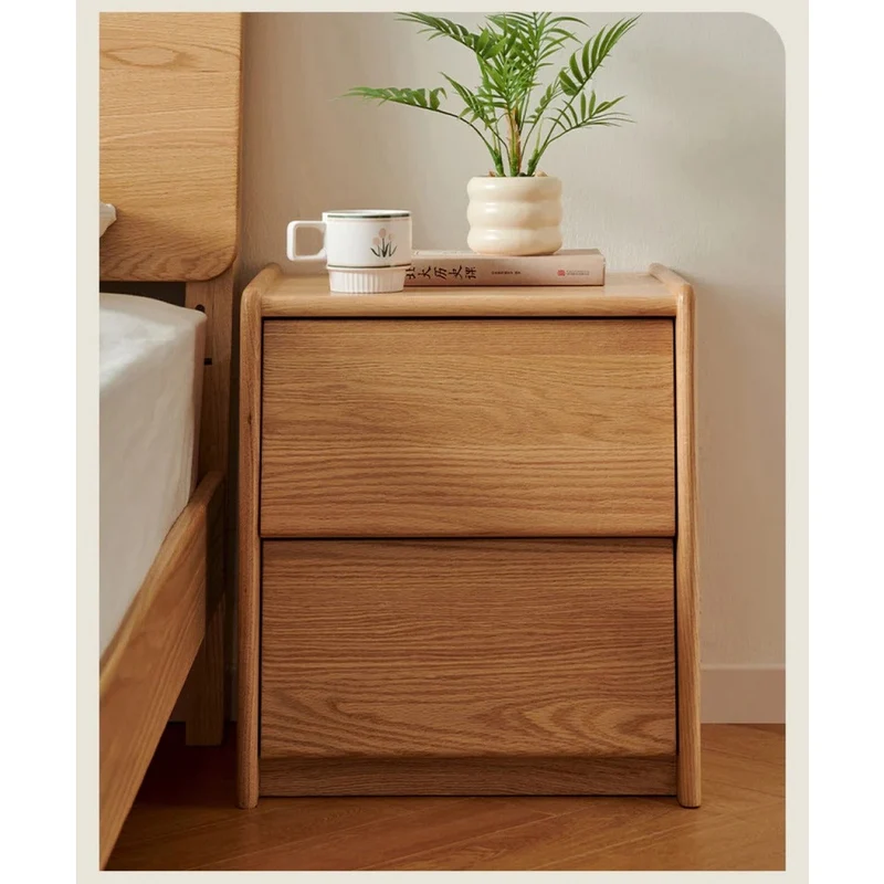 Clean Lines White Oak Wood Bedside Table
