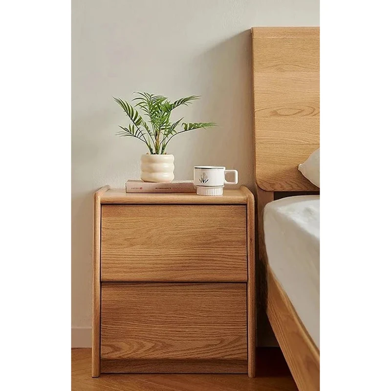 Clean Lines White Oak Wood Bedside Table