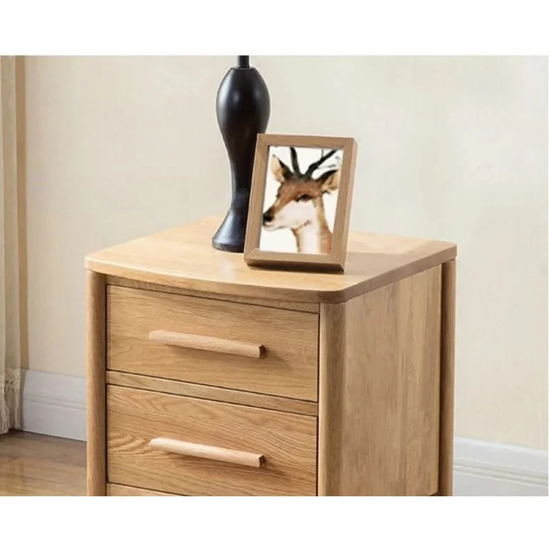 Handcrafted White Oak Wood End Table with 2 Drawers