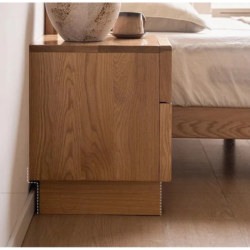 Modern Cross Design White Oak Wood Nightstand