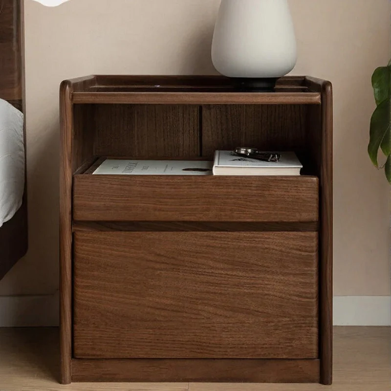 Contemporary Night Walnut Wood Nightstand