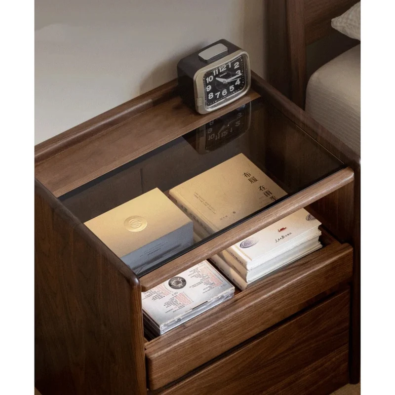 Contemporary Night Walnut Wood Nightstand