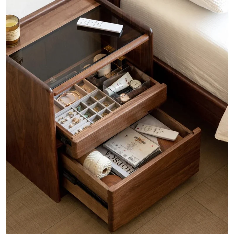 Contemporary Night Walnut Wood Nightstand