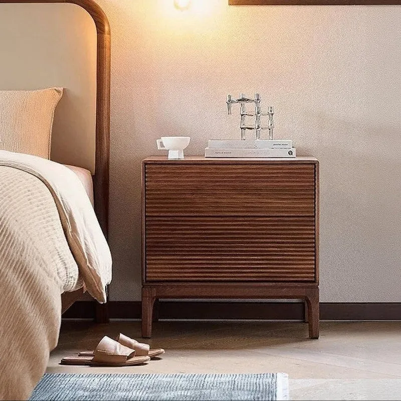 Shutters Door Walnut Wood Nightstand