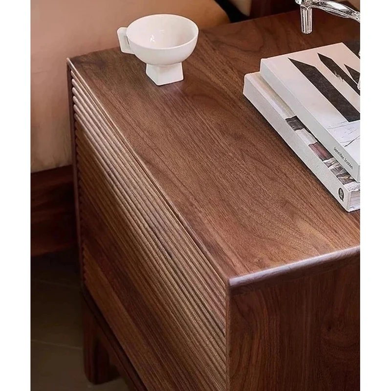 Shutters Door Walnut Wood Nightstand
