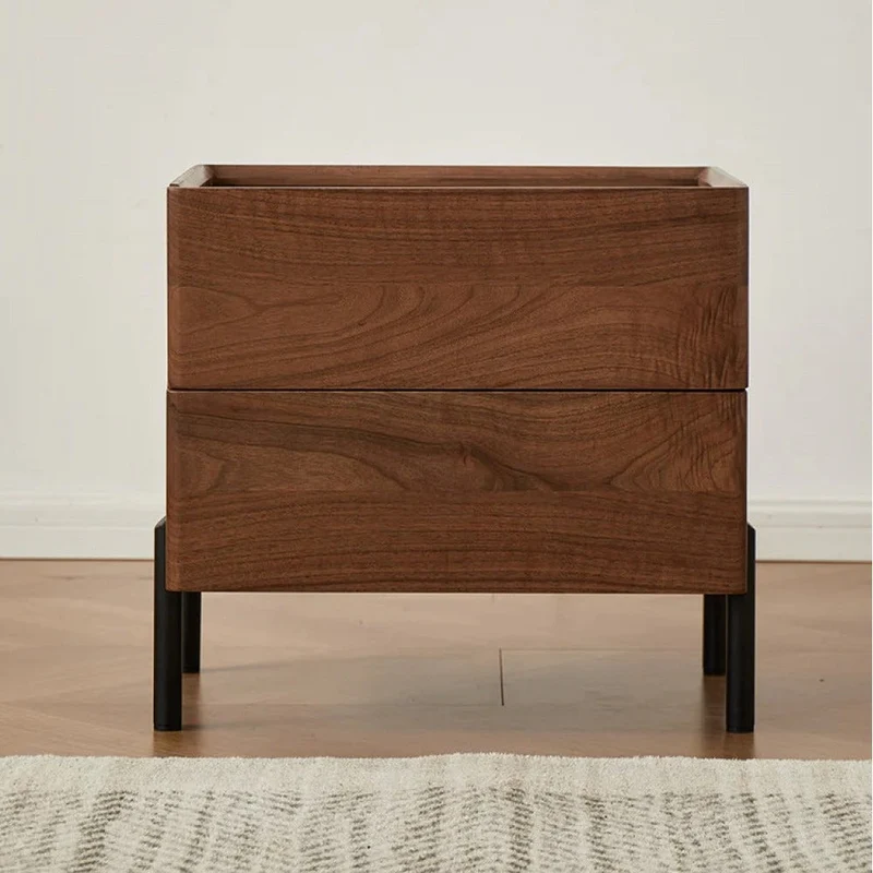 Voyage Black Walnut Wood Nightstand with Glass Top