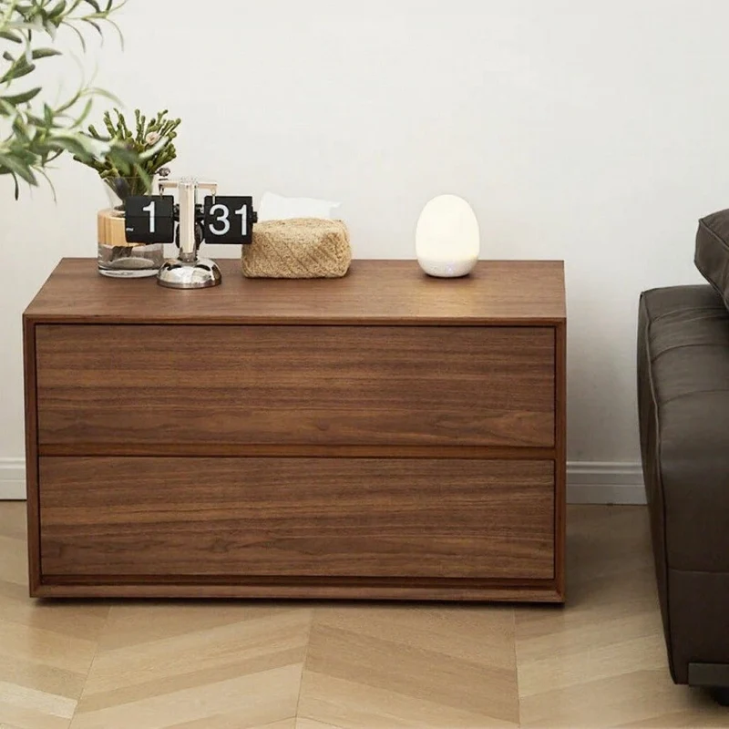 Minimalist Black Walnut Wood Bedside Table