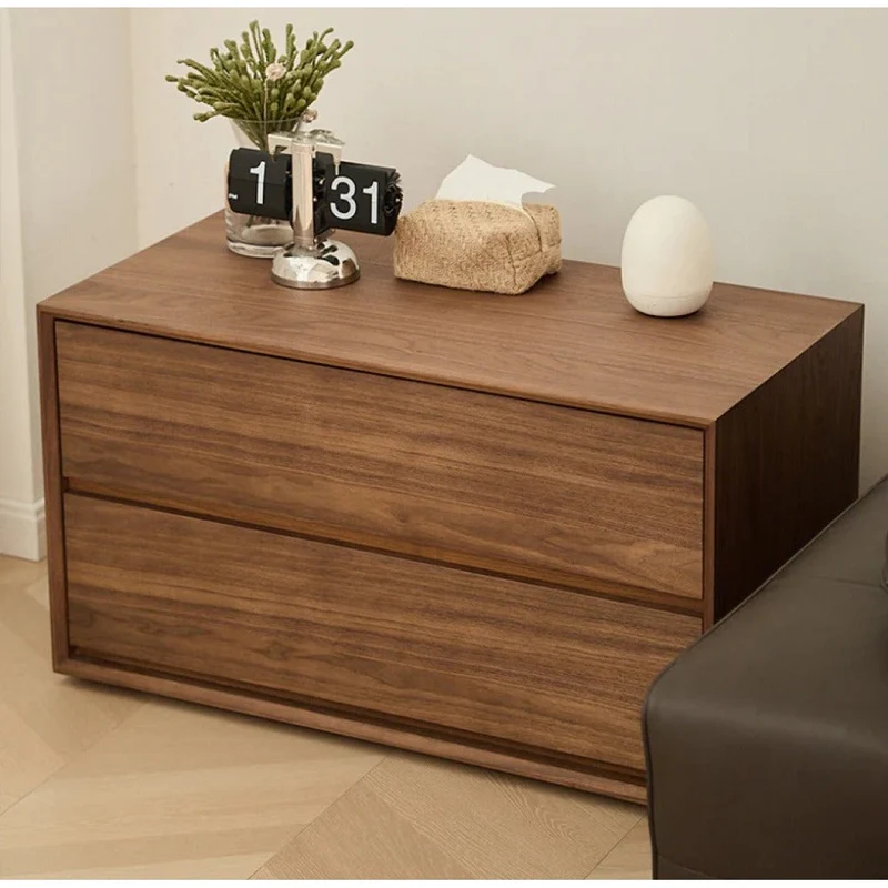 Minimalist Black Walnut Wood Bedside Table